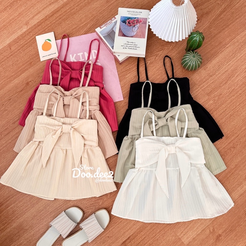 doodee2-เสื้อสายเดี่ยว-แต่งโบว์หน้า-จั้มเอว