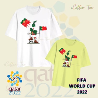 เสื้อยืดคอกลม ผ้าฝ้าย พิมพ์ลาย FIFA World Cup Qatar World Cup สําหรับผู้ชาย