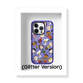 Casetify เคสพลาสติก PC แข็ง ลาย Snoopy Glitter ของแท้ สําหรับ iPhone 11 12 13 14 Plus Pro Max