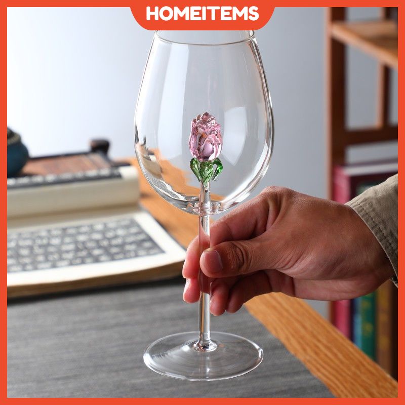 🔥Light luxury hand made glass goblet rose red wine glass champagne