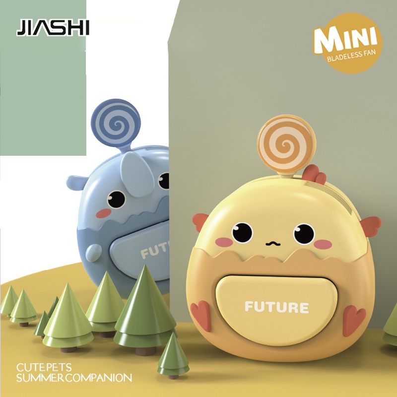 jiashi-พัดลมแขวนคอไร้ใบ-ยูเอสบีแบบชาร์จไฟได้-พัดลมขนาดเล็ก-การ์ตูน-มือถือนักเรียน-แบบพกพา-ปิดเสียง