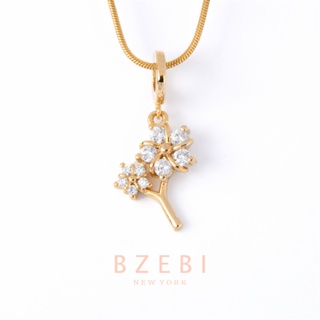 BZEBI สร้อยทอง แฟชั่น โซ่ สแตนเลส เพชร necklace จี้ต้นไม้แห่งชีวิต ไม่ลอกไม่ดํา ทองปลอม เครื่องประดับ 18k ทอง สําหรับผู้หญิง 578n