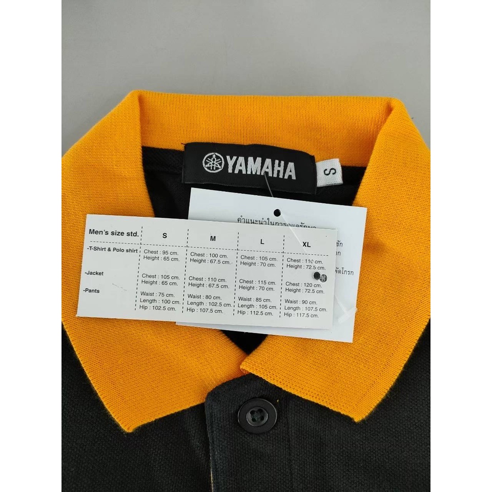 เสื้อโปโล-yamaha-square-สีดำส้ม-sizes-อก95cm-ยาว65cm-สินค้าลิขสิทธิ์-yamaha-แท้100