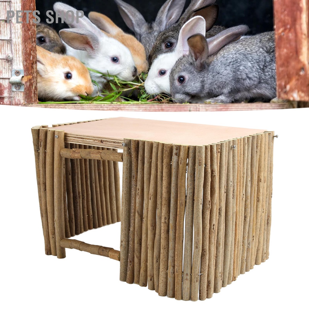 Pets Shop Pets Shop ที่ซ่อนสัตว์เลี้ยงขนาดเล็กไม้รั้วระบายอากาศกระท่อม