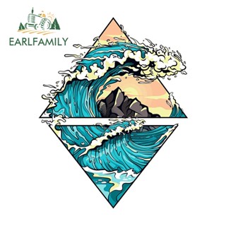 Earlfamily สติกเกอร์ไวนิล ลายคลื่น ป้องกันรอยขีดข่วน สําหรับติดตกแต่งหน้าต่างรถยนต์ 13 ซม. x 10.2 ซม.