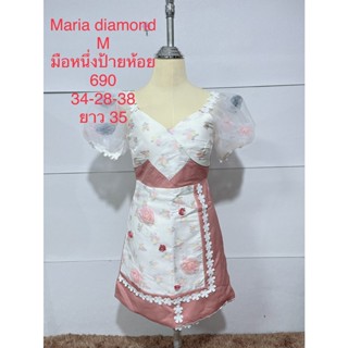 เดรสสั้น สีขาว ชมพู MARIA DIAMOND SIZE M มือหนึ่งป้ายห้อย