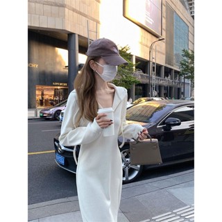 💗เตรียมจัดส่ง💗M-5XLขนาดใหญ่ของผู้หญิงแขนยาวมีฮู้ดยาวระบายอากาศหลวมง่ายสบายชุดเกาหลี