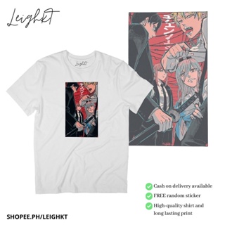 เสื้อยืดสีขาว Anime Chainsaw Man Retro Street Art Sublimation Graphic Shirt  Leighkt Collectionเสื้อยืด เสื้อยืดสีพ_17