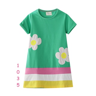 Dress-1035 ชุดกระโปรงเด็กผู้หญิงสีเขียวดอกไม้