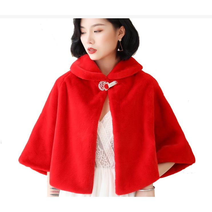 ผ้าคลุมไหล่-ผ้าขนเฟอร์-สีแดง-สีขาว-สีดํา-อบอุ่น-เหมาะกับฤดูหนาว-สําหรับผู้หญิง