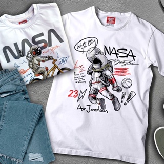 นักบินอวกาศ Unisex Oversized Fashion T-Shirt NASA design astronaut White Tops_59