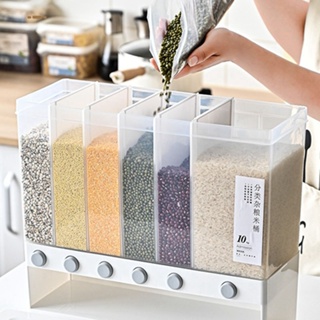 10L rice storage container Wall Separate Bucket Cereal Rice Dispenser Moisture Plastic Automatic Racks Sealed Food Stora