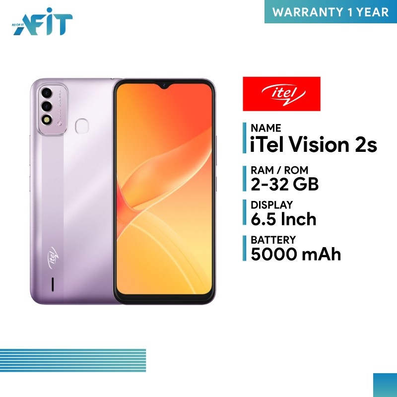 itel-vision-2s-2-32gb-หน้าจอใหญ่-6-5-นิ้ว-hd-กล้องหลังคู่-8mp-ai-แบต-5000-mah-ประกันศูนย์ไทย-1-ปี