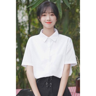 🔥จัดส่งจากประเทศไทย🔥ฤดูร้อน เกาหลี ใหม่ สาว ขนาดเล็กสดjkเครื่องแบบ วิทยาลัยลม เสื้อสีขาว เสื้อแขนสั้น หลวม เสื้อ02 OXSW