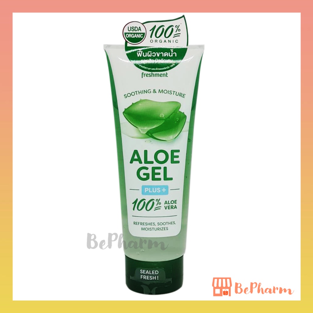 เจลว่านหางจระเข้-100-freshment-soothing-and-moisture-aloe-gel-plus-100-ml-เฟรชเมนท์-ว่านหางจระเข้-freshment-aloe-gel