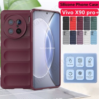 เคสโทรศัพท์มือถือ ซิลิโคนนิ่ม กันกระแทก ป้องกันกล้อง สีพื้น แฟชั่น สําหรับ Vivo X90 pro plus X90pro+ X90proplus X 90