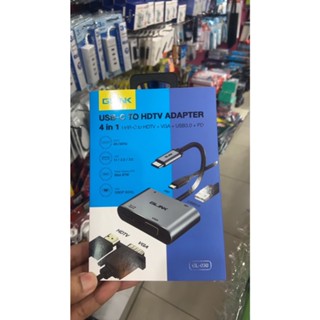 ส่งจากไทย Glink GL-030 Converter Usb-C To HDMI Adapter ตัวแปลงสัญญาน 4IN1 usb-c to HDMI+VGA+USB3.0+PD พร้อมส่ง