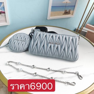 พรี ราคา6900 MIU MIU 5BH190 Matelasse หนังแกะ​ กระเป๋าสะพาย กระเป๋าสะพายข้าง