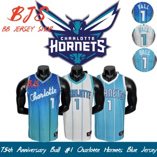 【BJS】ครบรอบ 75 ปี #1 เสื้อกีฬาบาสเก็ตบอล ทีม Charlotte Hornets สีฟ้า