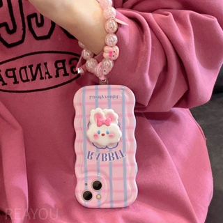 เคสโทรศัพท์มือถือ กันกระแทก ลายกระต่ายน่ารัก พร้อมขาตั้ง สําหรับ Iphone 13 pro max 11 12 14plus bunny