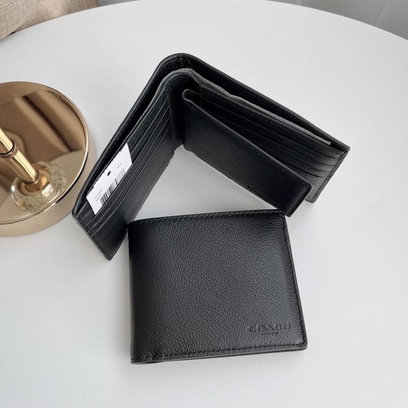 สด-ผ่อน-กระเป๋าสตางค์ผู้ชาย-มีไส้-สีดำ-หนังนิ่ม-f74991-compact-id-wallet-in-sport-calf-leather-black