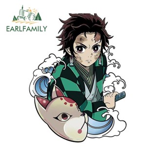 Earlfamily สติกเกอร์ ลายการ์ตูนอนิเมะ Demon Slayer ขนาด 13 ซม. x 9.8 ซม. สําหรับติดตกแต่งกระจกรถยนต์ แล็ปท็อป หน้าต่าง