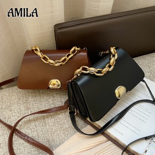 AMILA กระเป๋าวินเทจสําหรับผู้หญิงปี  ใหม่อินเทรนด์เรียบง่ายโซ่ขนาดเล็กกระเป๋าสี่เหลี่ยมขนาดเล็กสไตล์ต่างประเทศกระเป๋าสะพายข้างเดียวข้ามตัว