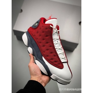 Air Jordan 13 "Red Flint" รองเท้าผ้าใบลําลอง สีเทา สีขาว สีแดง ทนทาน ดูดซับแรงกระแทก สําหรับผู้ชาย YRJ1