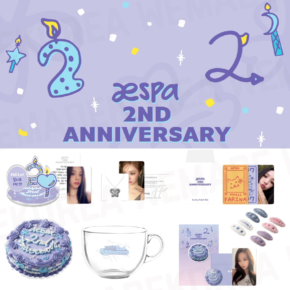 พร้อมส่ง-aespa-2nd-anniversary-lucky-card-birthday-card-necklace-hair-pin-acrylic-stand