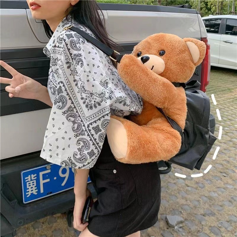 ใหม่-กระเป๋าเป้ตุ๊กตาหมีสุดน่ารักและน่ารัก-กระเป๋าเป้พ่อหมี-กระเป๋าผู้หญิงสไตล์เกาหลี-hur466