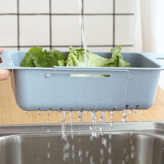 Retractable Kitchen Vegetable Drain Basket Plastic Fruit Storage Basket  Kitchen Accessories Organizer  Sink Storage Rac