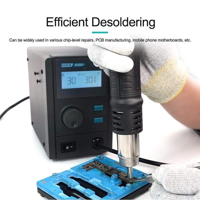 เครื่องเป่าลมร้อน-quick-858d-ของแท้-ลมนิ่ง-อุณหภูมิสม่ำเสมอ-lead-free-hot-air-desoldering-station-quick-858d