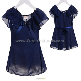 Dress-116 ชุดกระโปรง สีน้ำเงิน Size-95 (2-3Y)