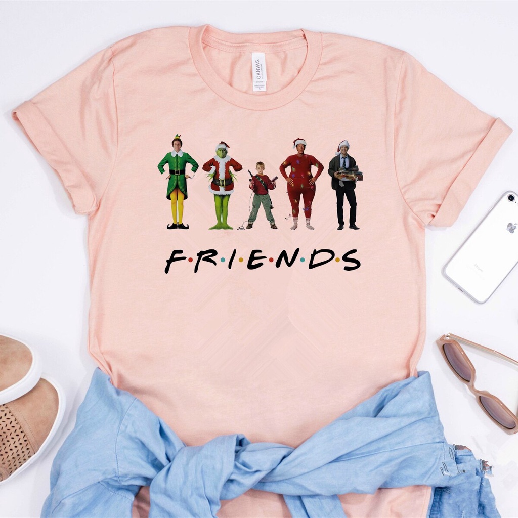 พร้อมส่ง-christmas-t-shirt-christmas-friends-shirt-elf-grinch-kevin-clark-griswold-graphic-tee-humor