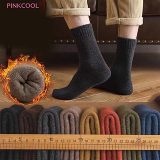 Pinkcool ถุงเท้าบูทยาว ผ้าวูล แบบหนา ให้ความอบอุ่น แฟชั่นฤดูใบไม้ร่วง และฤดูหนาว สําหรับเดินป่า 1 คู่