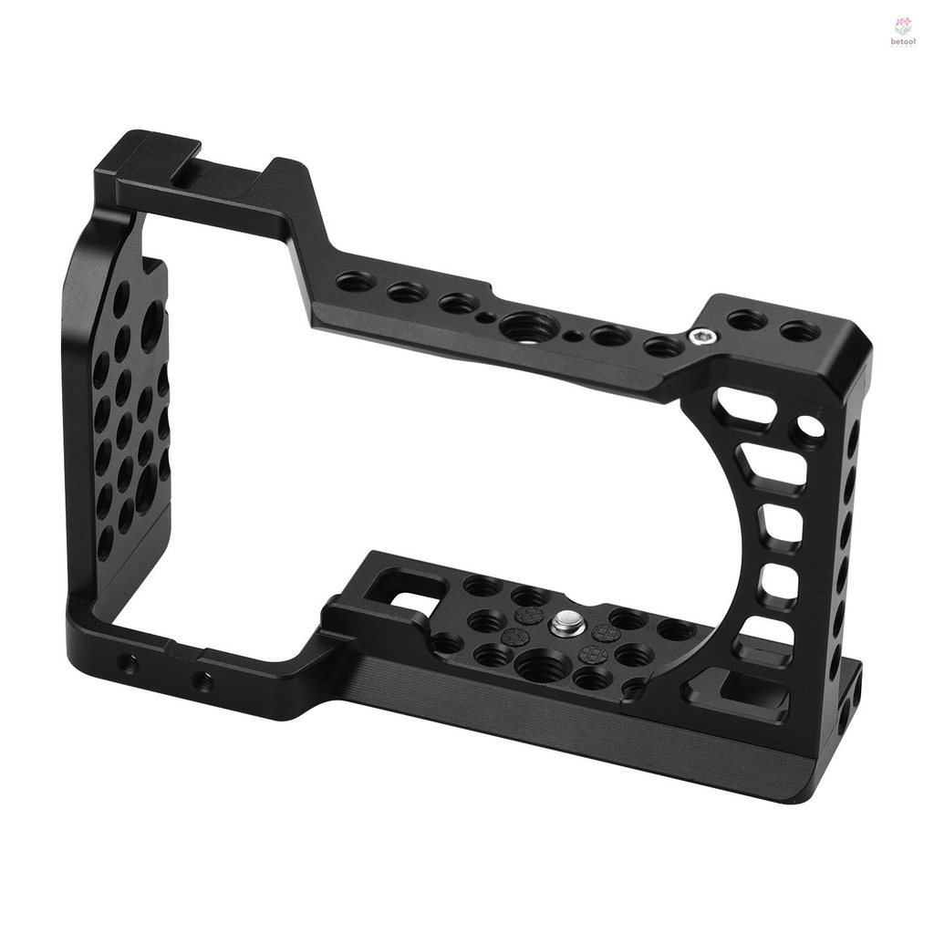 btt-aluminum-alloy-camera-cage-rig-with-cold-shoe-mount-arri-locating-hole-1-4-3-8-threaded-holes-replacement-for-a6000-a6100-a6300-a6400-a6500-cameras