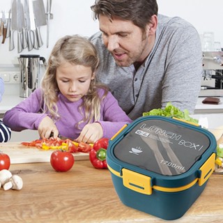 1700ml Bento Lunch Box Reusable Food Storage Containers Microwave Oven Heating Large Capacity Division for School Office