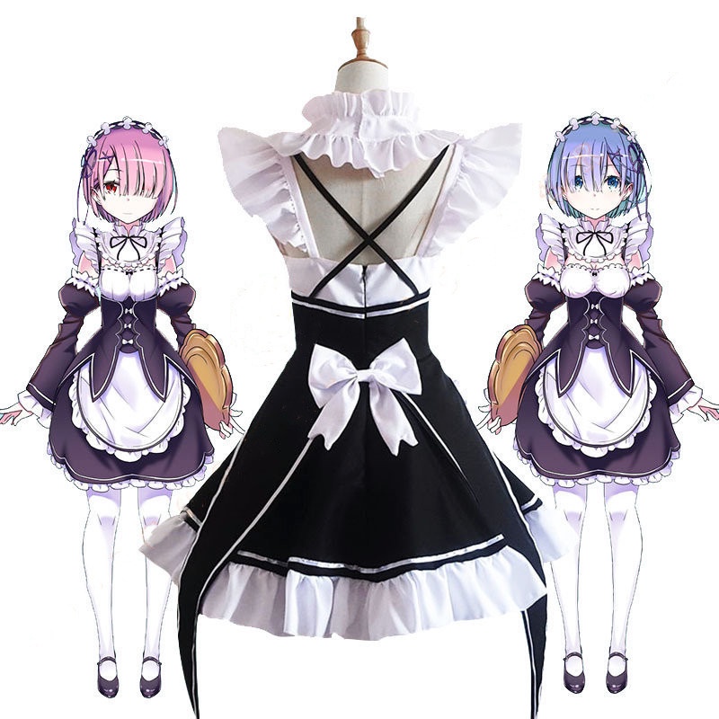 ram-rem-ชุดคอสเพลย์-วิกผม-ชุดแม่บ้าน-อนิเมะ-re-zero-starting-life-in-another-world-maid-สําหรับผู้หญิง-เทศกาล-ปาร์ตี้