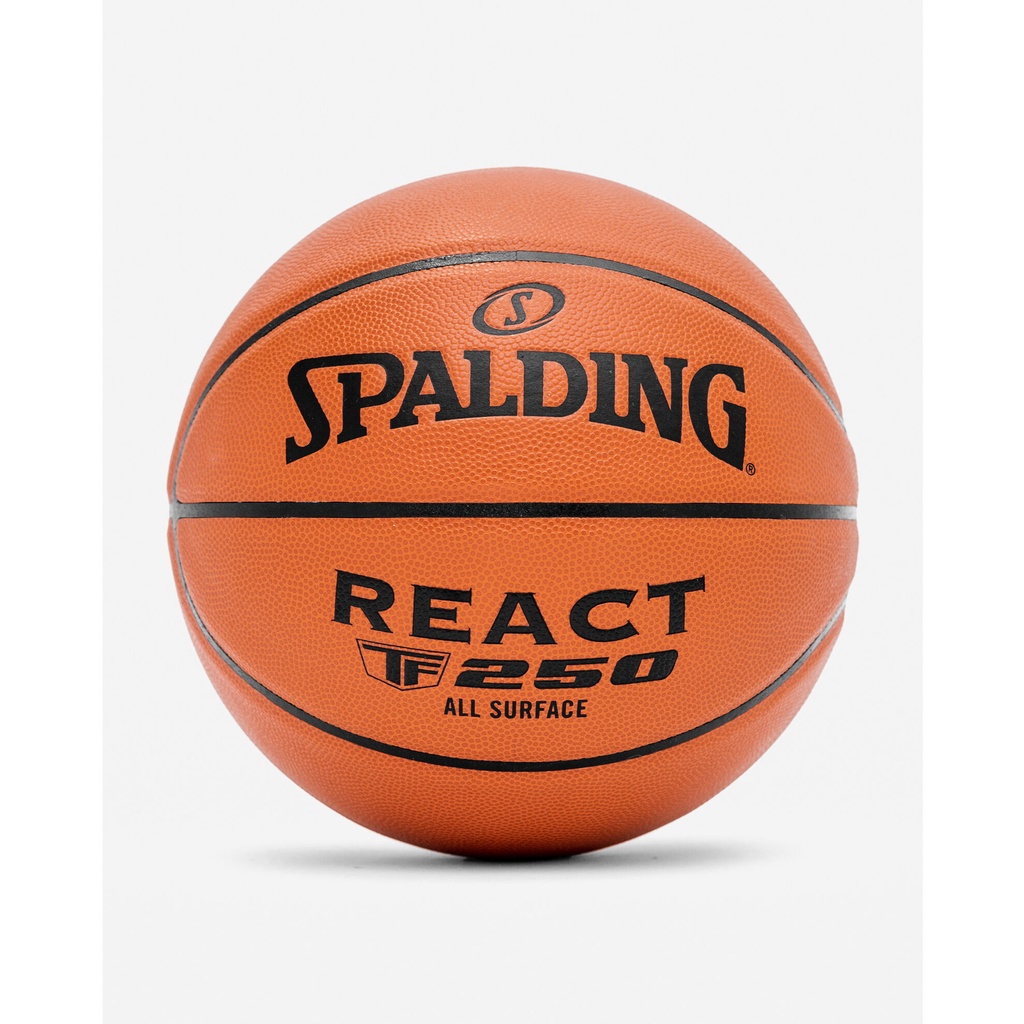 ภาพหน้าปกสินค้าSpalding ลูกบาสเกตบอล REACT TF-250 / GOLD / SILVER สำหรับเล่นทุกพื้นสนาม