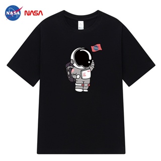 2023 เสื้อยืดแขนสั้น ผ้าฝ้าย ทรงหลวม ขนาดใหญ่ พิมพ์ลาย NASA แฟชั่นฤดูร้อน สําหรับผู้ชาย_59