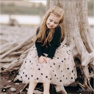 Babygarden-2-7 ปี เด็กผู้หญิง ตาข่ายเส้นด้าย ดาว เลื่อม แขนยาว คอกลม เย็บ อย่างเป็นทางการ ชุดปาร์ตี้