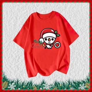 คอกลมพร้อมส่ง Merry Christmas T-shirt คริสต์มาส เสื้อยืดคริสต์มาส  เสื้อลายซานตาครอส เสื้อปีใหม่ ชุดแม่ลูก เสื้อครอบครัว