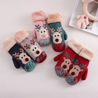 ของขวัญคริสต์มาสแบบหนา กวาง ถุงมือทำด้วยผ้าขนสัตว์ หญิง น่ารัก ฤดูหนาว นักเรียนเกาหลี ขี่ถุงมือให้ความอบอุ่น