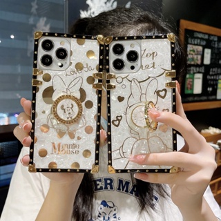 Samsung Galaxy Note 20 Ultra Note 8 9 Note 10 Plus J4 J6 Plus Luxury Square Mickey Mouse Cartoon Flash Ring holder square phone case