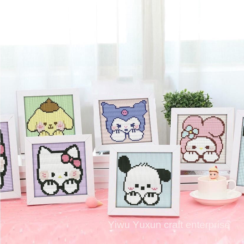 sanrio-สติกเกอร์ปักครอสสติตช์คริสตัล-รูปซานริโอ้-แฮนด์เมด-diy-สําหรับเด็ก