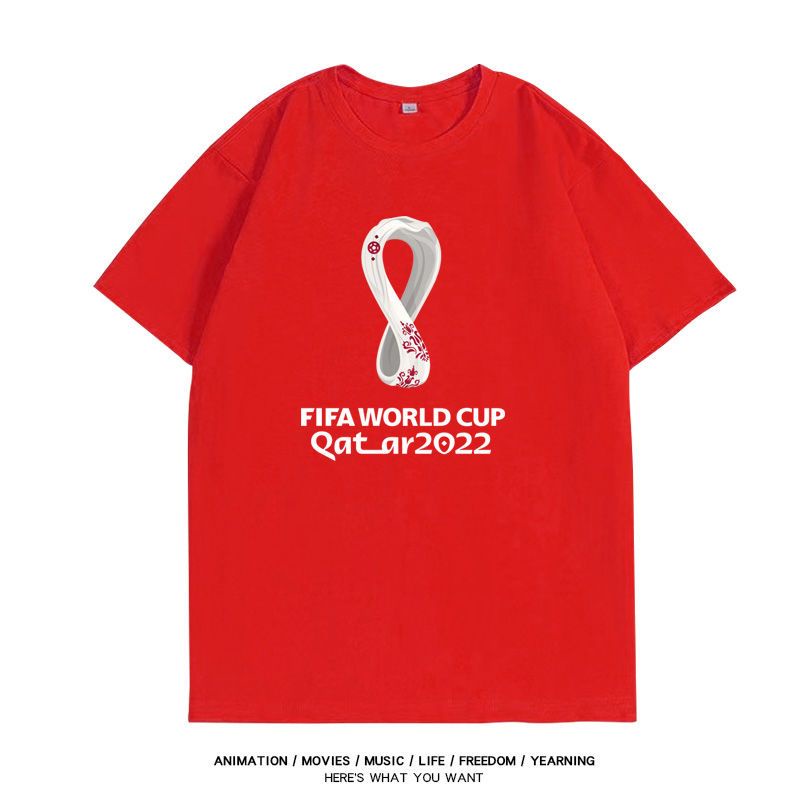 พร้อมส่ง-2022-fifa-world-cup-fans-memorial-shirt-couples-shirt-short-sleeve-round-neck-printed-t-shirt-football