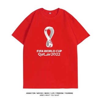 ⚡️ พร้อมส่ง⚡️ 2022 FIFA World CUP Fans Memorial Shirt Couples Shirt Short Sleeve Round Neck Printed T-shirt Football