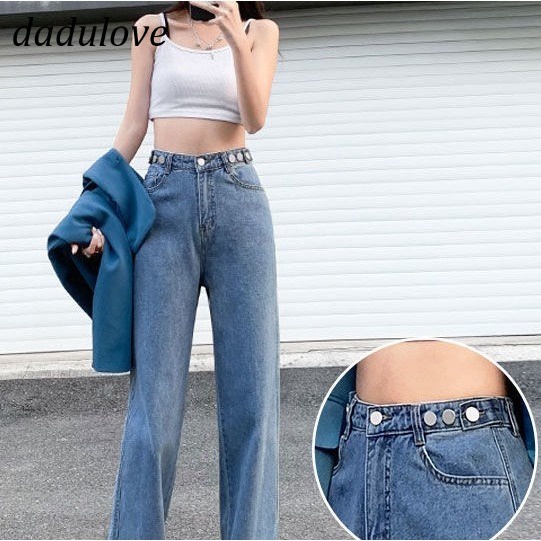 dadulove-new-korean-version-of-ins-waist-adjustable-jeans-high-waist-loose-wide-leg-pants-fashion-womens-clothing