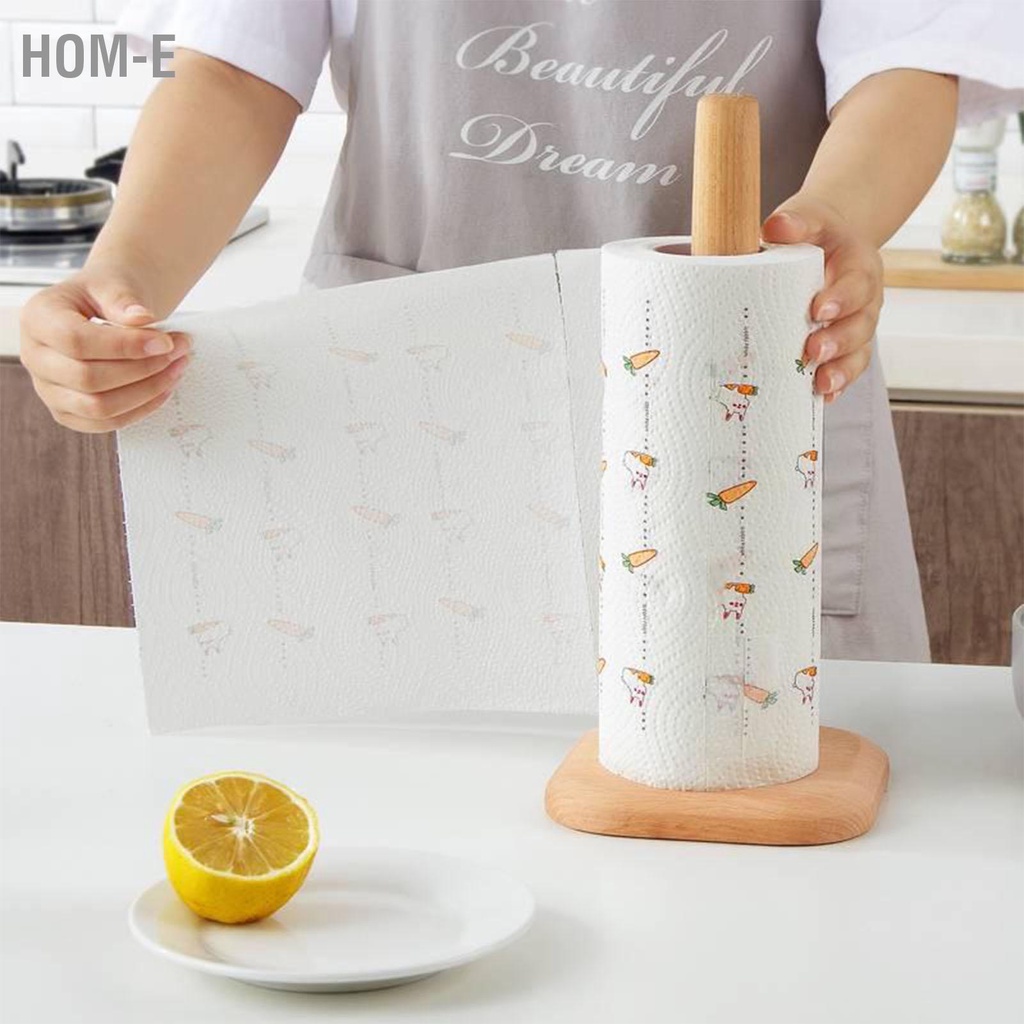 HomE Wood Paper Towel Holder Standing Wooden Stand for Kitchen
