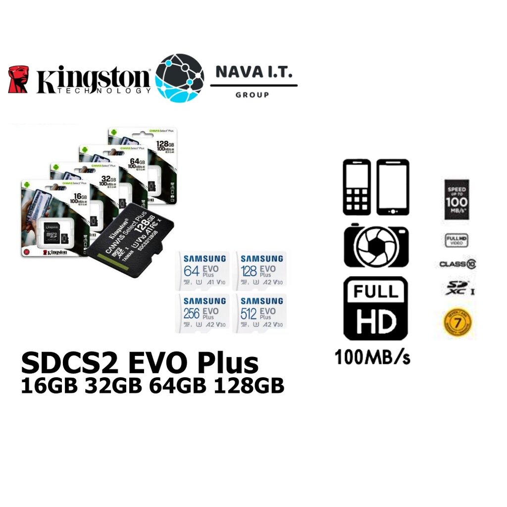 ภาพหน้าปกสินค้า️กรุงเทพฯด่วน1ชั่วโมง ️ KINGSTON ไมโครเอสดีการ์ด SDCS2 EZVIZ EVO PLUS NEO HOME MICRO SD CLASS 10 100MB/S MEMORY รับป... จากร้าน nava.it บน Shopee